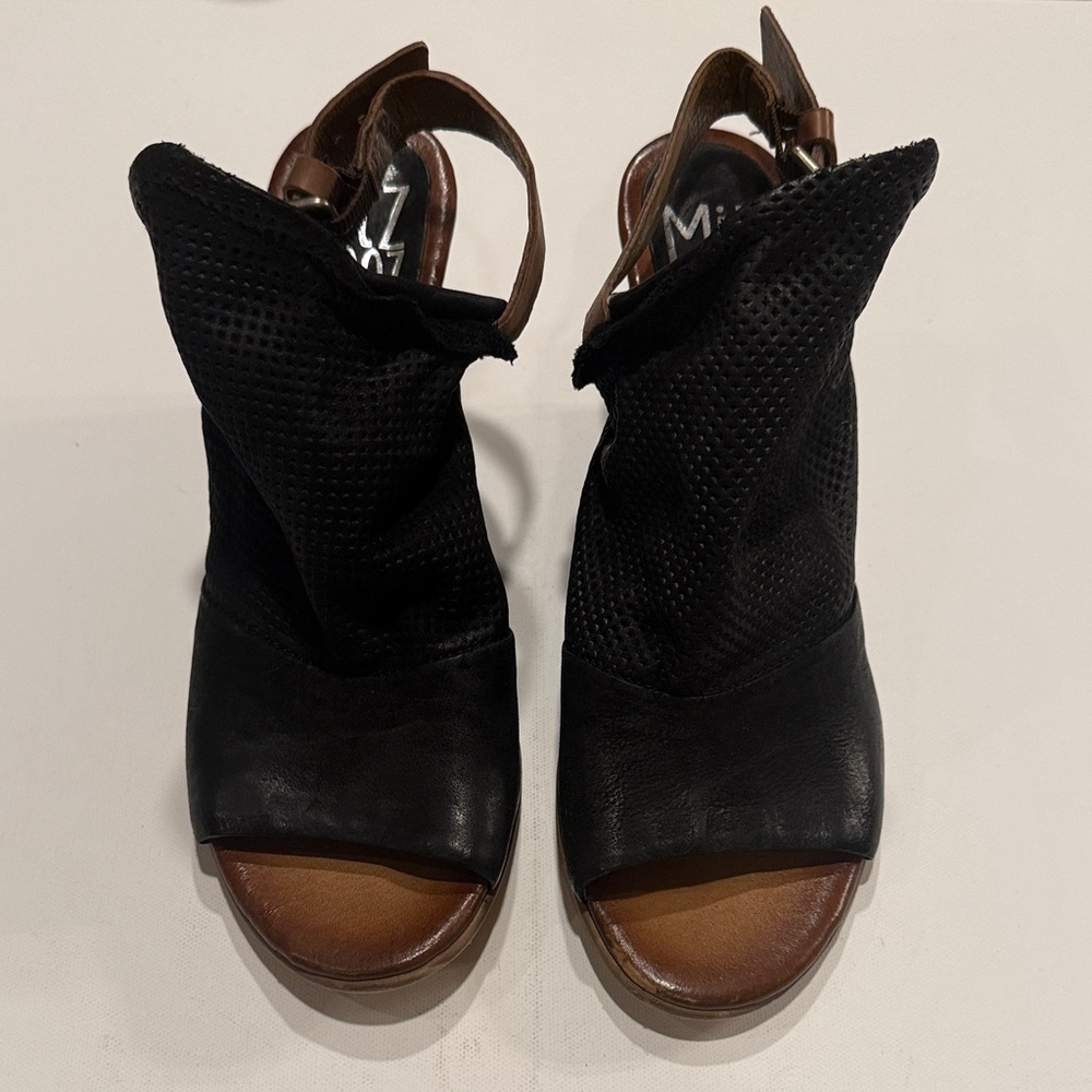 Miz Mooz Black Peep-Toe Sandals